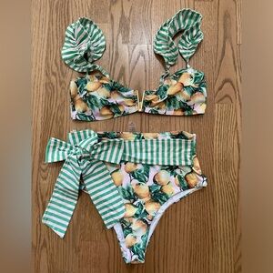 High waisted Lemon print Bikini